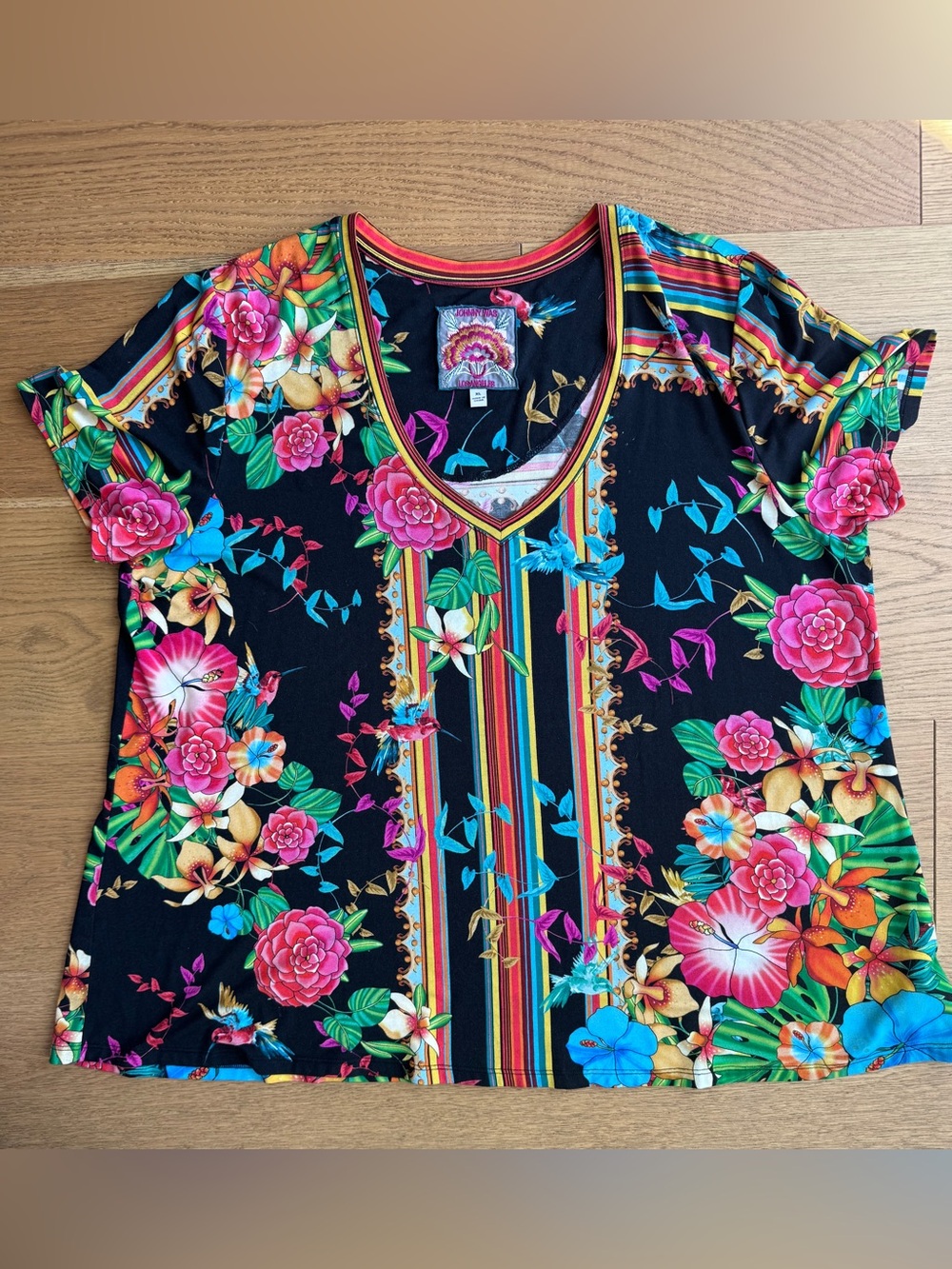 Johnny Was Andra Favorite V-Neck Swing Tee